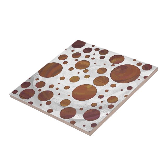 Chocolate Carmel Swirl Polka Dot Ceramic Tile (Side)