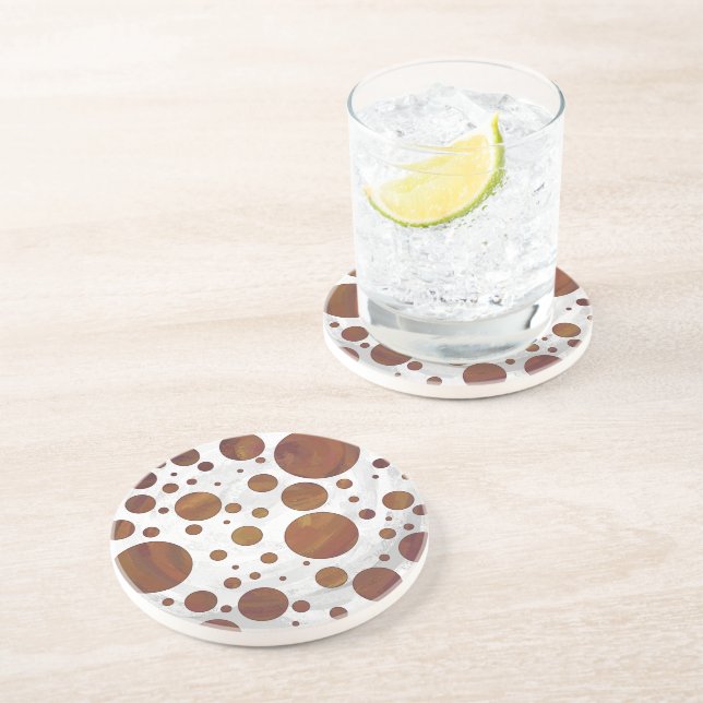 Chocolate Carmel Swirl Polka Dot Drink Coaster (Side)