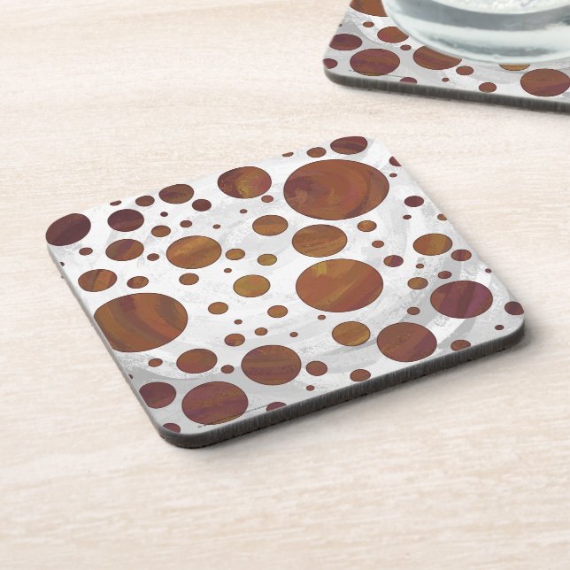 Chocolate Carmel Swirl Polka Dot Drink Coaster (Left Side)