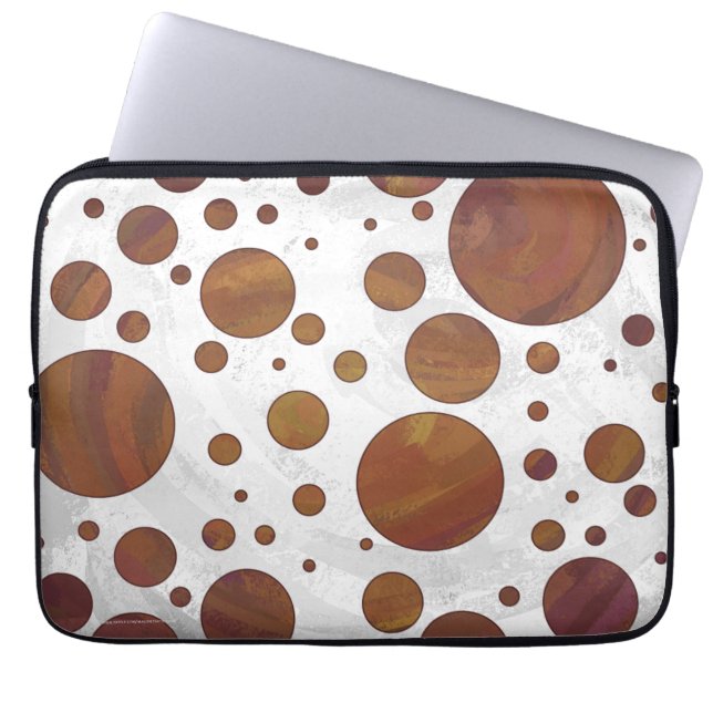 Chocolate Carmel Swirl Polka Dot Laptop Sleeve (Front)