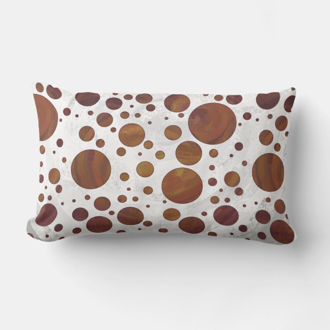 Chocolate Carmel Swirl Polka Dot Lumbar Pillow (Front)