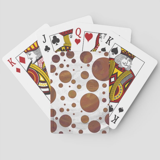 Chocolate Carmel Swirl Polka Dot Poker Cards (Back)