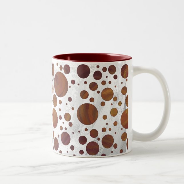 Chocolate Carmel Swirl Polka Dot Two-Tone Coffee Mug (Right)