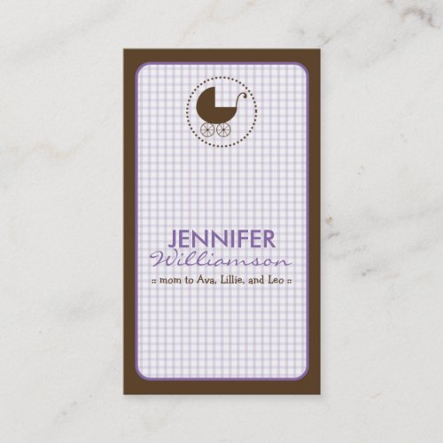 Chocolate Carriage Mommy Calling Card: lavender Business Cards