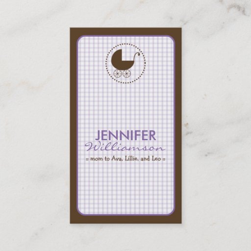 Customizable Chocolate Carriage Mommy Calling Card: lavender Business Cards