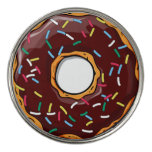 Chocolate Cartoon Donut With Sprinkles Golf Ball Marker at Zazzle