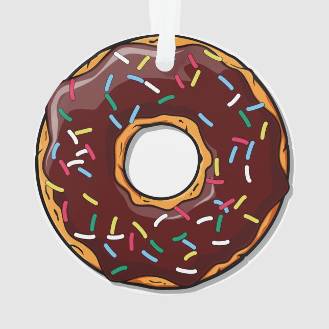 Chocolate Cartoon Donut with Sprinkles Ornament (Back)