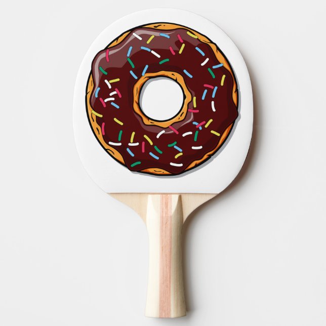 Chocolate Cartoon Donut with Sprinkles Ping Pong Paddle (Front)