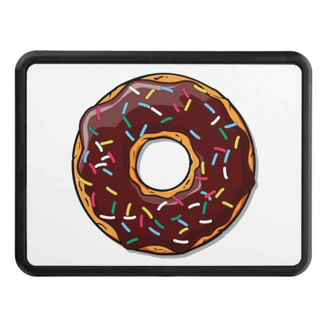Chocolate Cartoon Donut with Sprinkles Trailer Hitch Cover (Front)
