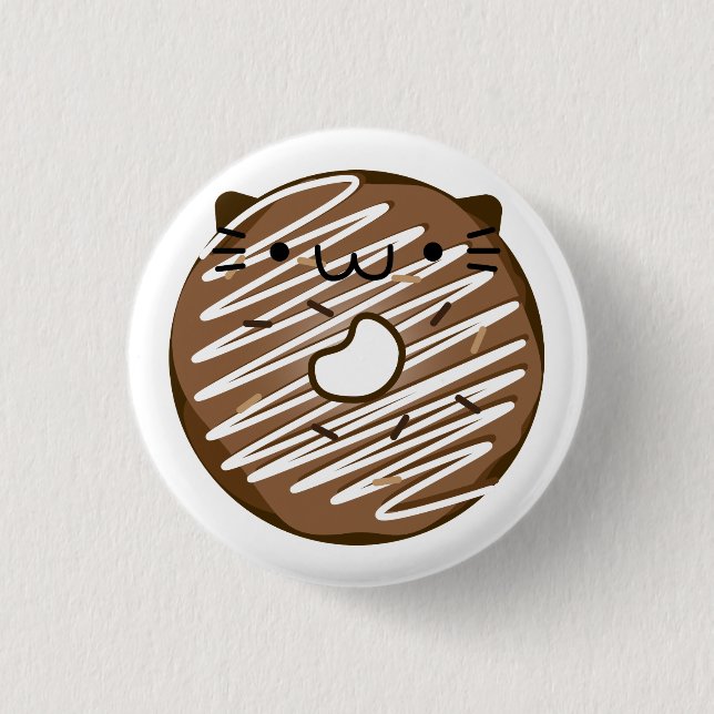 Chocolate Cat Donut Button (Front)