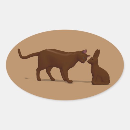 Chocolate Cat Oval Sticker