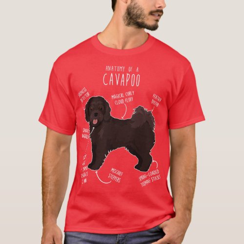 Chocolate Cavapoo Dog Anatomy T_Shirt