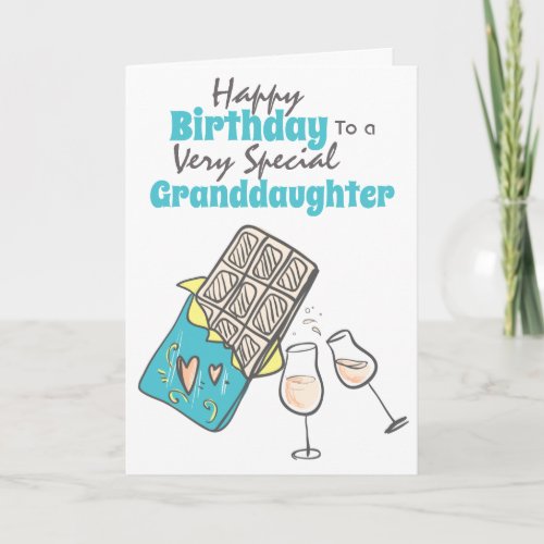Chocolate champagne birthday girls card
