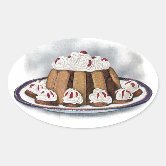 Chocolate Charlotte Russe Vintage Dessert Oval Sticker (Front)
