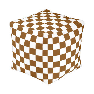 Chocolate Checkered Pouf