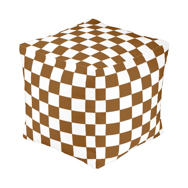 Chocolate Checkered Pouf (Angled Front)