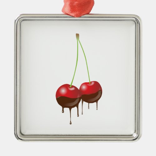 Chocolate cherries metal ornament