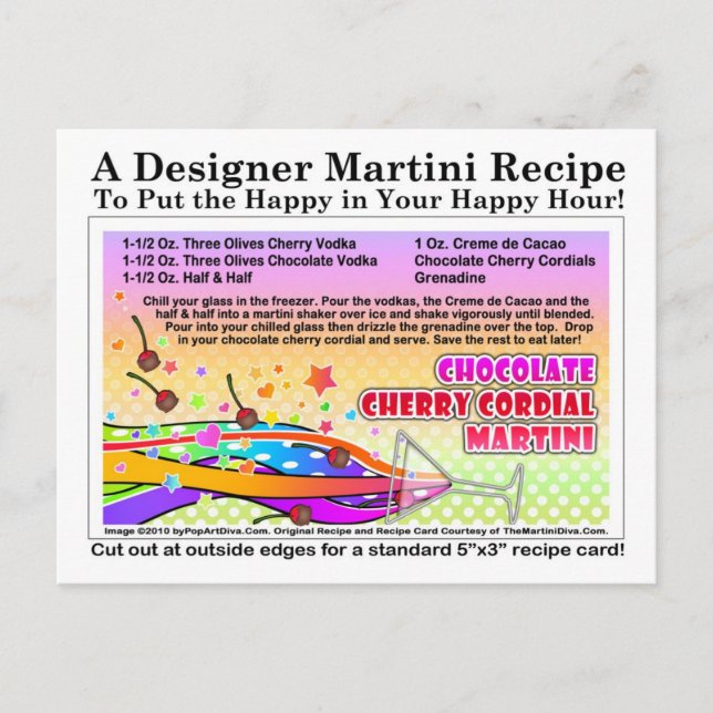 Chocolate Cherry Cordial Martini Recipe Postcard (Front)