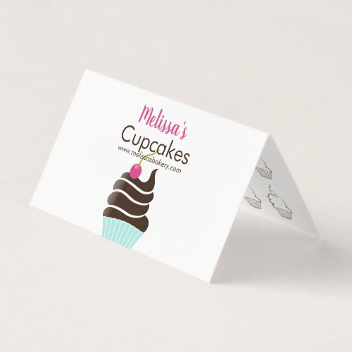 Chocolate cherry cupcake loyalty business card