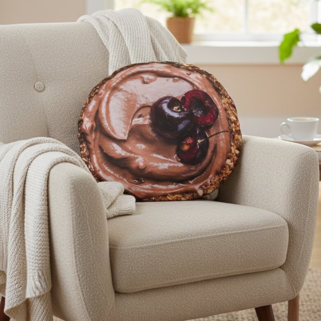 Chocolate Cherry Tart Round Pillow (Creator Uploaded)
