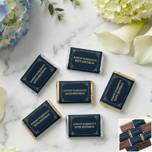 Chocolate Chic Navy Gold 80th Birthday Hershey's Miniatures