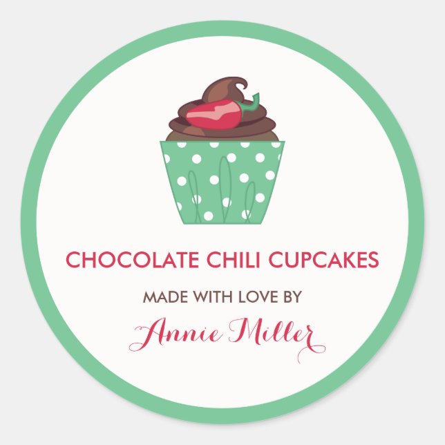 Chocolate Chili Cupcakes Homemade Baking Classic Round Sticker (Front)
