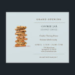 Chocolate chip cookie Bakery Grand Opening  Flyer<br><div class="desc">Bakery Grand opening invitation featuring watercolor chocolate chip cookie tower on blue background.</div>