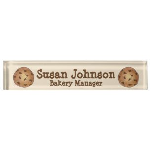 Chocolate Chip Cookie Bakery Manager Pastry Chef Desk Name Plate
