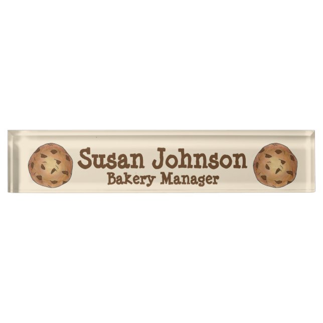Chocolate Chip Cookie Bakery Manager Pastry Chef Desk Name Plate (Front)