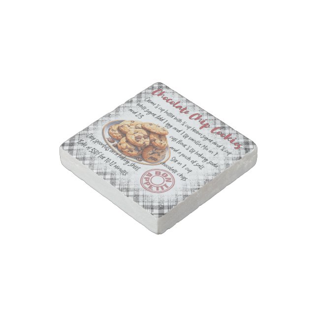 Chocolate Chip Cookie Baking Recipe Stone Magnet (Angled)