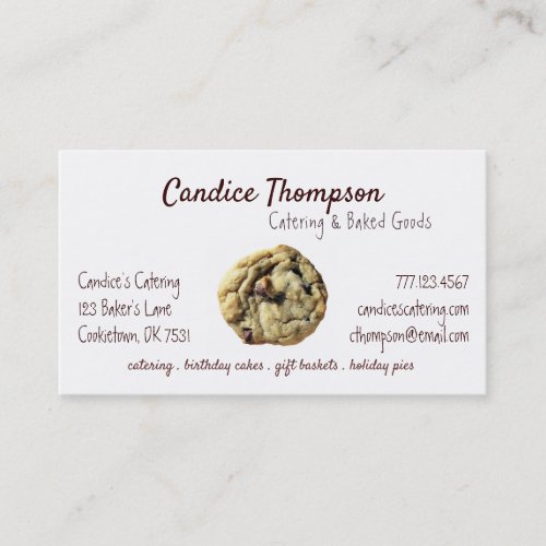 Chocolate Chip Cookie Baking Services Business Card