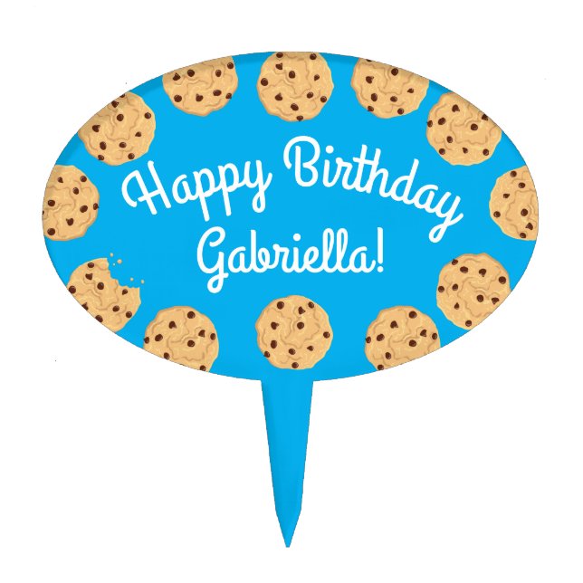 Chocolate Chip Cookie Birthday Party Cake Topper (Front)