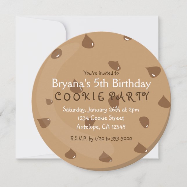 Chocolate Chip COOKIE Birthday Party Invitations (Front)