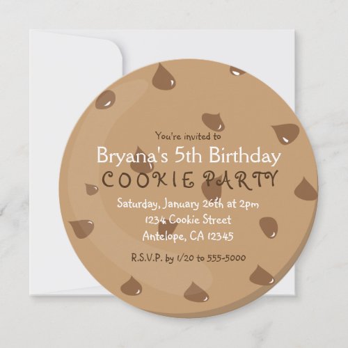 Chocolate Chip COOKIE Birthday Party Invitations
