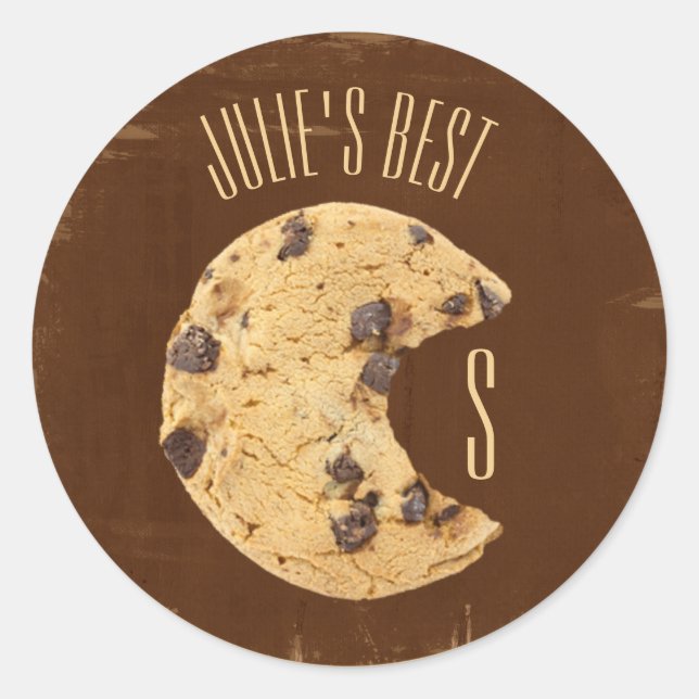 Chocolate Chip Cookie Bite Classic Round Sticker (Front)