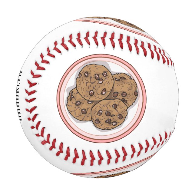 Chocolate chip cookie cartoon illustration baseball (Front Left)