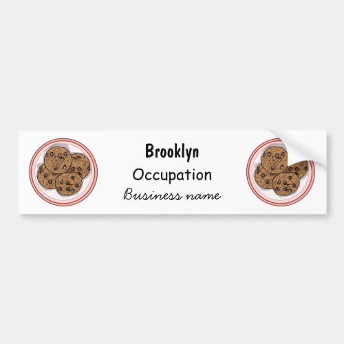 Chocolate chip cookie cartoon illustration bumper sticker
