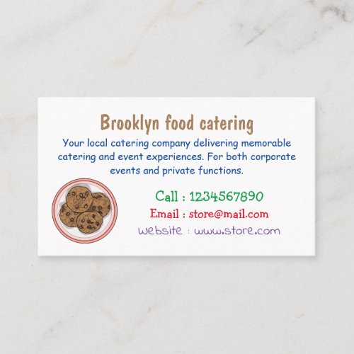 Chocolate chip cookie cartoon illustration business card