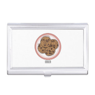Chocolate chip cookie cartoon illustration  business card case