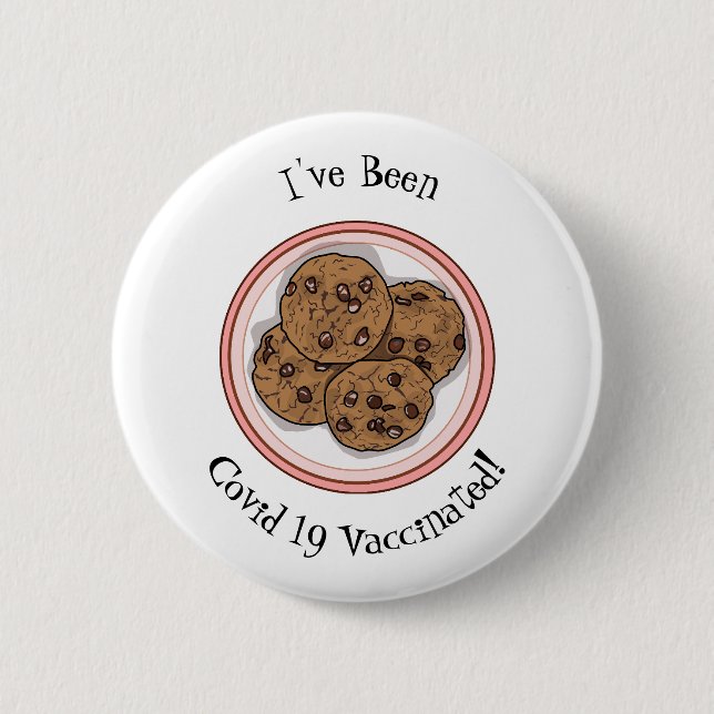 Chocolate chip cookie cartoon illustration button (Front)