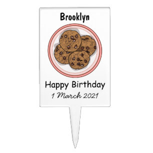 Chocolate chip cookie cartoon illustration cake topper