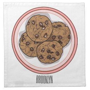Chocolate chip cookie cartoon illustration cloth napkin