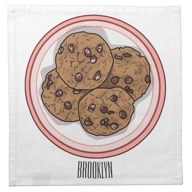 Chocolate chip cookie cartoon illustration cloth napkin (Front)