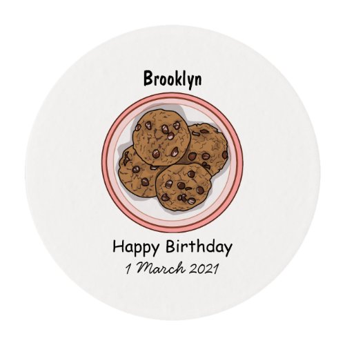 Chocolate chip cookie cartoon illustration edible frosting rounds