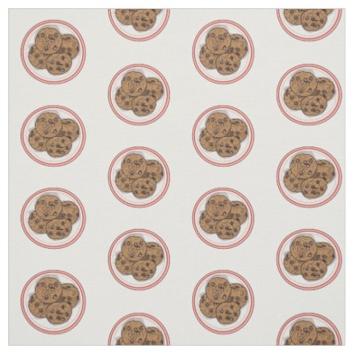 Chocolate chip cookie cartoon illustration fabric