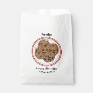 Chocolate chip cookie cartoon illustration  favor bag