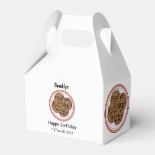 Chocolate chip cookie cartoon illustration favor boxes