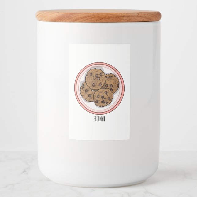 Chocolate chip cookie cartoon illustration  food label (Front)