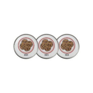 Chocolate chip cookie cartoon illustration  golf ball marker