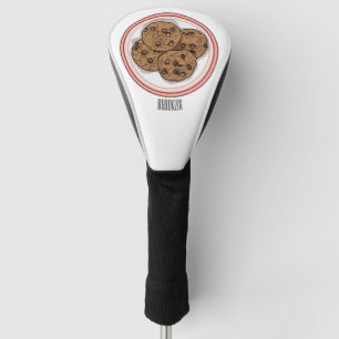 Chocolate chip cookie cartoon illustration  golf head cover